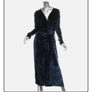 The Attico Raquel Velvet Wrap Dress (Navy Blue)